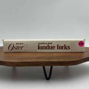 Vintage Oster Stainless Steel Fondue Forks Set of 6 Wood Handle 203187 MCM